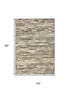 5' X 8' Charcoal Cream And Natural Striped Hand Braided Area Rug