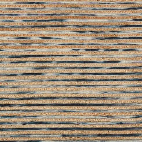 5' X 8' Blue Dark Gray And Natural Striped Hand Braided Area Rug