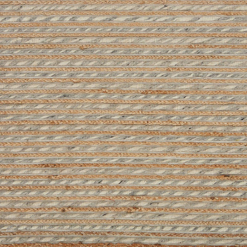 5' X 8' Natural And Silver Striped Hand Braided Area Rug