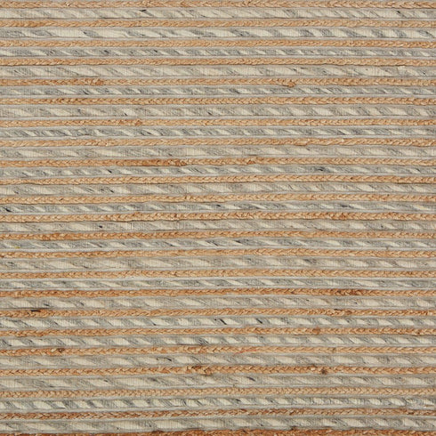 5' X 8' Natural And Silver Striped Hand Braided Area Rug