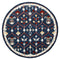 7' Navy Blue And Red Wool Trellis Hand Tufted Round Rug