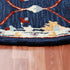 7' Navy Blue And Red Wool Trellis Hand Tufted Round Rug