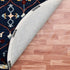 7' Navy Blue And Red Wool Trellis Hand Tufted Round Rug