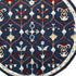 7' Navy Blue And Red Wool Trellis Hand Tufted Round Rug