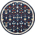 7' Navy Blue And Red Wool Trellis Hand Tufted Round Rug