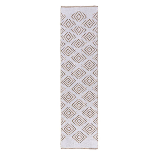 8' Tan And Ivory Diamond Hand Woven Runner Rug