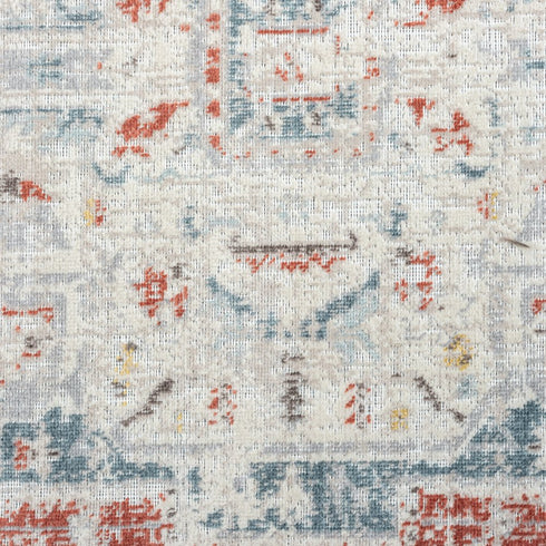 8' X 10' Blue And Orange Medallion Area Rug With UV Protection