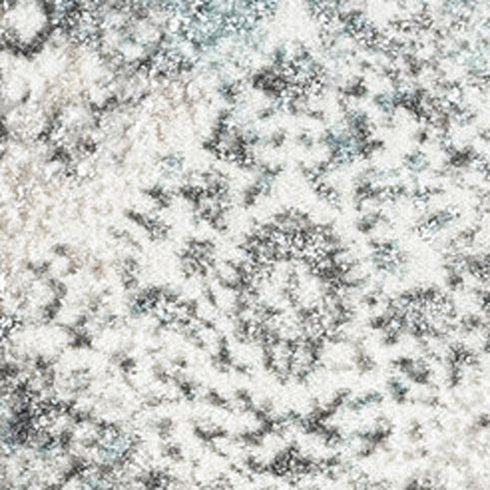 8' X 10' Beige And Blue Damask Area Rug