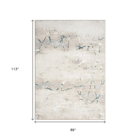 8' X 10' Beige And Blue Abstract Area Rug