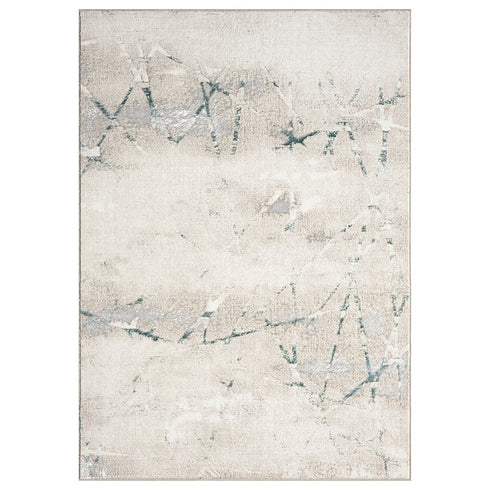 8' X 10' Beige And Blue Abstract Area Rug