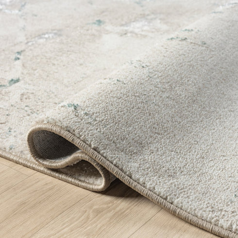 8' X 10' Beige And Blue Abstract Area Rug