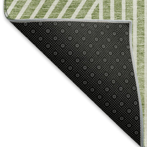 8' X 10' Artichoke Green And Ivory Geometric Washable Area Rug With UV Protection