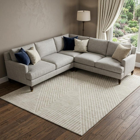 8' X 10' Beige And Ivory Geometric Washable Area Rug With UV Protection