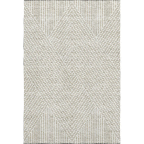 8' X 10' Beige And Ivory Geometric Washable Area Rug With UV Protection