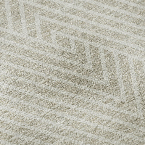 8' X 10' Beige And Ivory Geometric Washable Area Rug With UV Protection