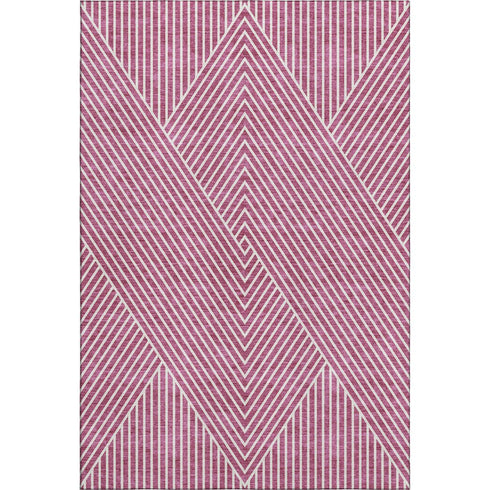 5' X 8' Blush And Ivory Geometric Washable Area Rug With UV Protection