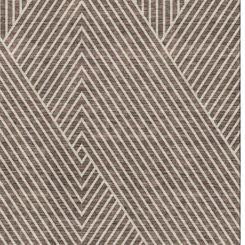 5' X 8' Brown And Beige Geometric Washable Area Rug With UV Protection