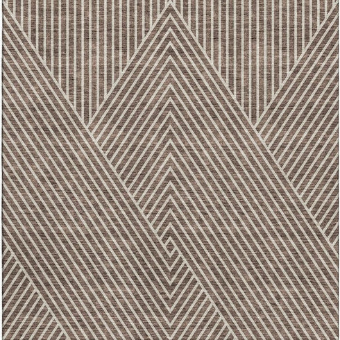 5' X 8' Brown And Beige Geometric Washable Area Rug With UV Protection