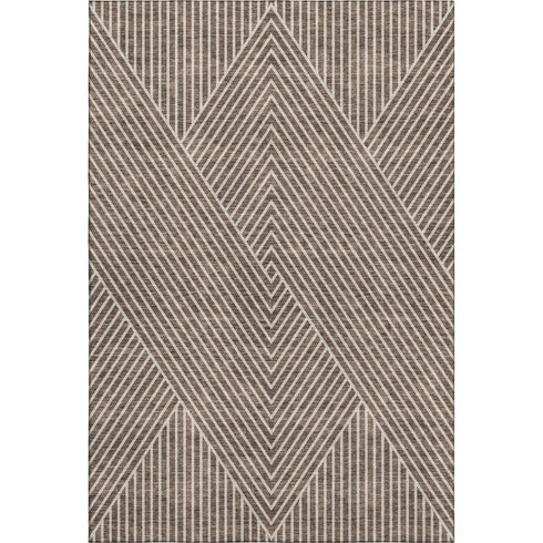8' X 10' Brown And Beige Geometric Washable Area Rug With UV Protection