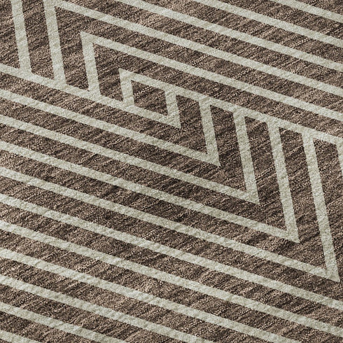 8' X 10' Brown And Beige Geometric Washable Area Rug With UV Protection