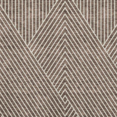 8' X 10' Brown And Beige Geometric Washable Area Rug With UV Protection