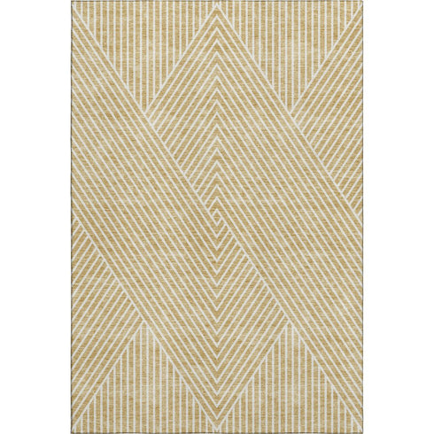 9' X 12' Gold And Ivory Geometric Washable Area Rug With UV Protection