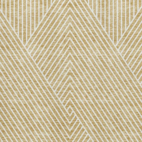 9' X 12' Gold And Ivory Geometric Washable Area Rug With UV Protection