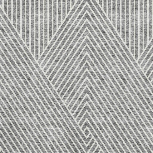 5' X 8' Gray And Ivory Geometric Washable Area Rug With UV Protection