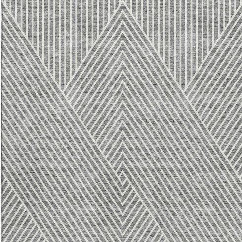 5' X 8' Gray And Ivory Geometric Washable Area Rug With UV Protection