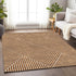 9' X 12' Terra Cotta And Ivory Geometric Washable Area Rug With UV Protection
