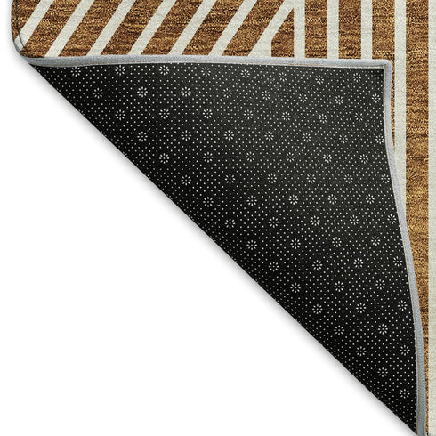 9' X 12' Terra Cotta And Ivory Geometric Washable Area Rug With UV Protection