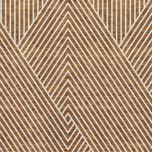 9' X 12' Terra Cotta And Ivory Geometric Washable Area Rug With UV Protection