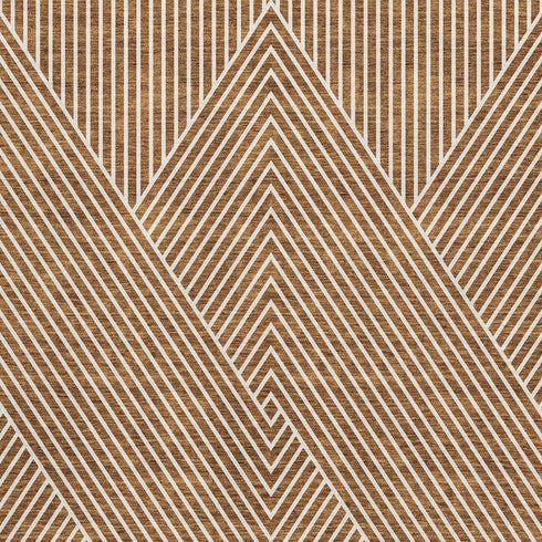 9' X 12' Terra Cotta And Ivory Geometric Washable Area Rug With UV Protection