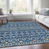 8' X 10' Navy Blue Peach And Gold Southwestern Washable Area Rug With UV Protection