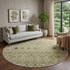 8' Sage Beige And Gold Southwestern Washable Round Rug With UV Protection