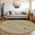 8' Sage Beige And Gold Southwestern Washable Round Rug With UV Protection