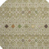 8' Sage Beige And Gold Southwestern Washable Round Rug With UV Protection