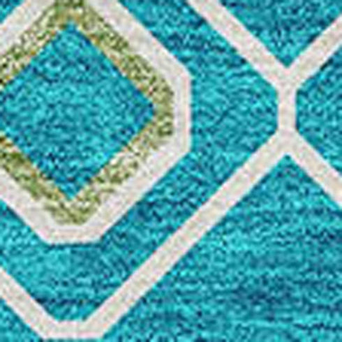 8' X 10' Teal Gold And Green Southwestern Washable Area Rug With UV Protection