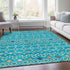 8' X 10' Teal Gold And Green Southwestern Washable Area Rug With UV Protection