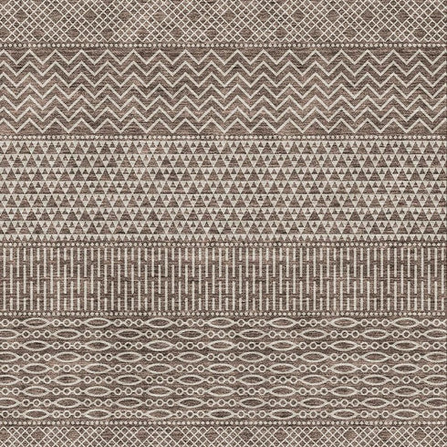 5' X 8' Brown And Beige Striped Washable Area Rug With UV Protection