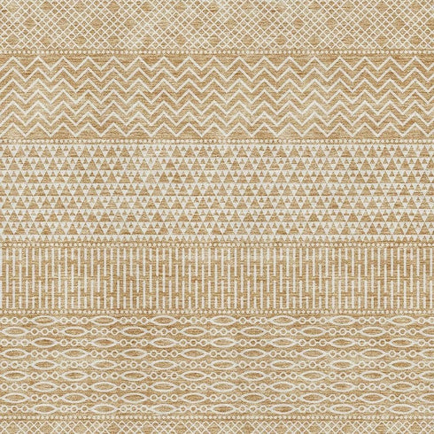5' X 8' Gold And Ivory Striped Washable Area Rug With UV Protection