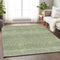 9' X 12' Green And Ivory Striped Washable Area Rug With UV Protection
