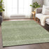 9' X 12' Green And Ivory Striped Washable Area Rug With UV Protection