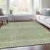 9' X 12' Green And Ivory Striped Washable Area Rug With UV Protection