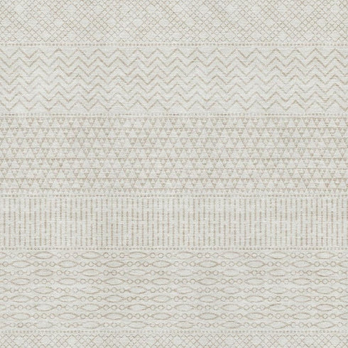 5' X 8' Ivory And Beige Striped Washable Area Rug With UV Protection