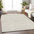 8' X 10' Ivory And Beige Striped Washable Area Rug With UV Protection