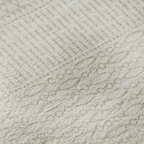 8' X 10' Ivory And Beige Striped Washable Area Rug With UV Protection