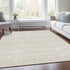 8' X 10' Ivory And Beige Striped Washable Area Rug With UV Protection