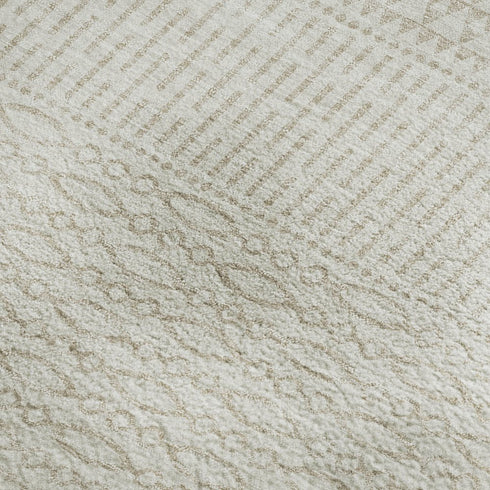 8' X 10' Ivory And Beige Striped Washable Area Rug With UV Protection