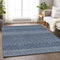 9' X 12' Navy Blue And Ivory Striped Washable Area Rug With UV Protection
